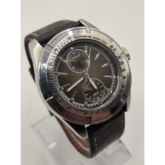 Guess Waterpro G86147g ~ Men's Brown Dial & Leather Band Wristwatch ~ 42mm - Picture 4 of 12